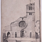 chiesa con campanile 1915-25 (matita su carta 10X7,3)