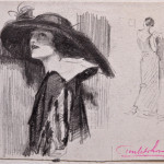 studio donna con cappello 1915-25 (matita su carta 6,4X8,2)